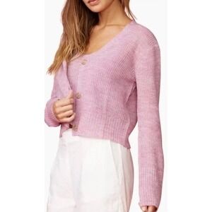 Revolve MONROW Two Piece Twinset Cardigan Tank Sweater Wool Mohair Purple XS